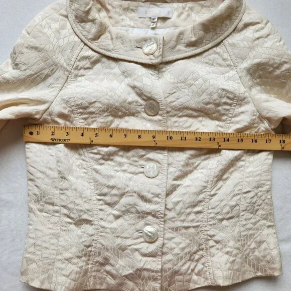 Escada Cropped Quilted Cream Jacket Blazer Vintage Rare Luxury Classic Office - Picture 11 of 16